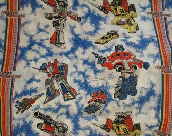 Rare Find .... 1 3/8 yards 1984 Hasbro Transformers Vintage Unwashed Cotton Muslin Fabric
