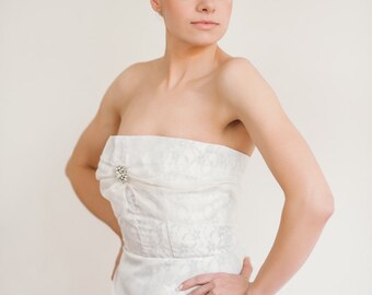 Wedding Dress SAMPLE SALE -- Ivory and Blue Vintage Lace Wedding Gown
