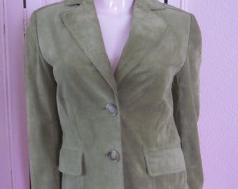 1990s Sage Green Suede Jacket for "Ann Taylor," Size 2