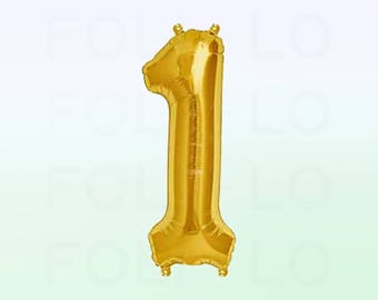 Metallic Gold Number 1 Balloon | Gold 1 Birthday Balloon | Gold Number 1 Balloon | Jumbo Number 1 Balloon