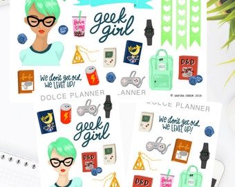 Geek Girl Stickers- Happy Planner/Passion Planner/Filofax/Bullet Journal/Traveler's Notebook/MAMBI Stickers