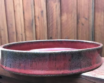 red baking dish - wheel thrown pottery - ceramic