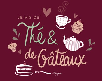 Tea and Cakes - French Illustration - Totebag