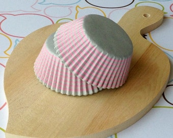 Gray/Pink Stripes Standard Cupcake Liners