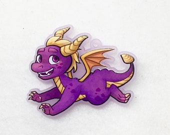 Spyro dragon acrylic charm keychain with frosted purple acrylic