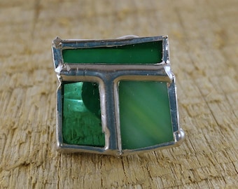 Turquoise stained glass ring