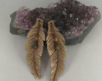 Beeju Single Leather Earrings|Large|Leather Feather|Hand Crafted|Gypsy|Boho|Up-cycled|Handmade Jewelry