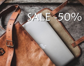 SALE / Leather Messenger Bag 14" / Briefcase / Cross Body Bag / Handbag / Satchel / iPad / Hip Bag / Shoulder Bag