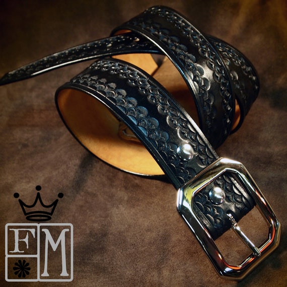 Leather Belt Custom Hand Tooled made in New York