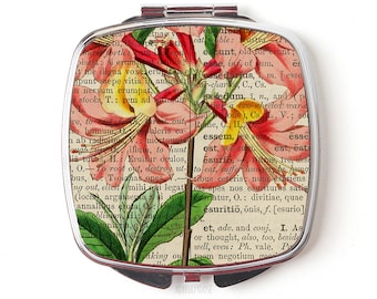 Vintage Floral Compact Mirror - Compact Mirror Gift for Her - Pocket Mirror - Purse Mirror - Pocket Mirror