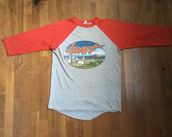 vintage 80s 1980 welcome home heart seattle coliseum sold out august 5 6 7 raglan grey red concert baseball t shirt