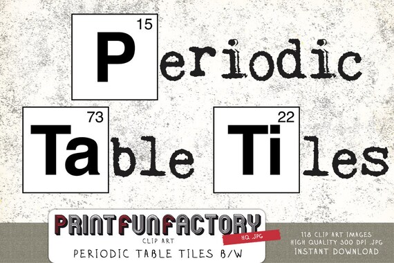 periodic table tiles black white clip art instant download