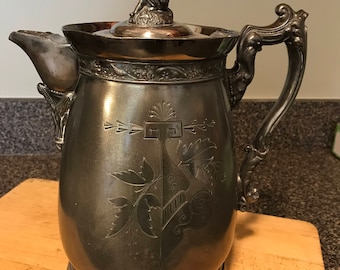 Vintage Silverplate Water Pitcher w/ Agate Insert