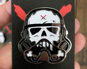 Black Shadow SkullTrooper Glow in the Dark Large Pin Badge with Special Backing Card! | Star Wars Pin | Stormtrooper | For Kids