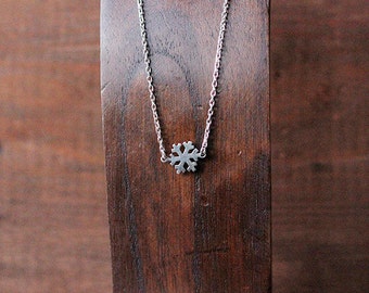 Collar gargantilla copo de nieve plata 925ml,hecho a mano