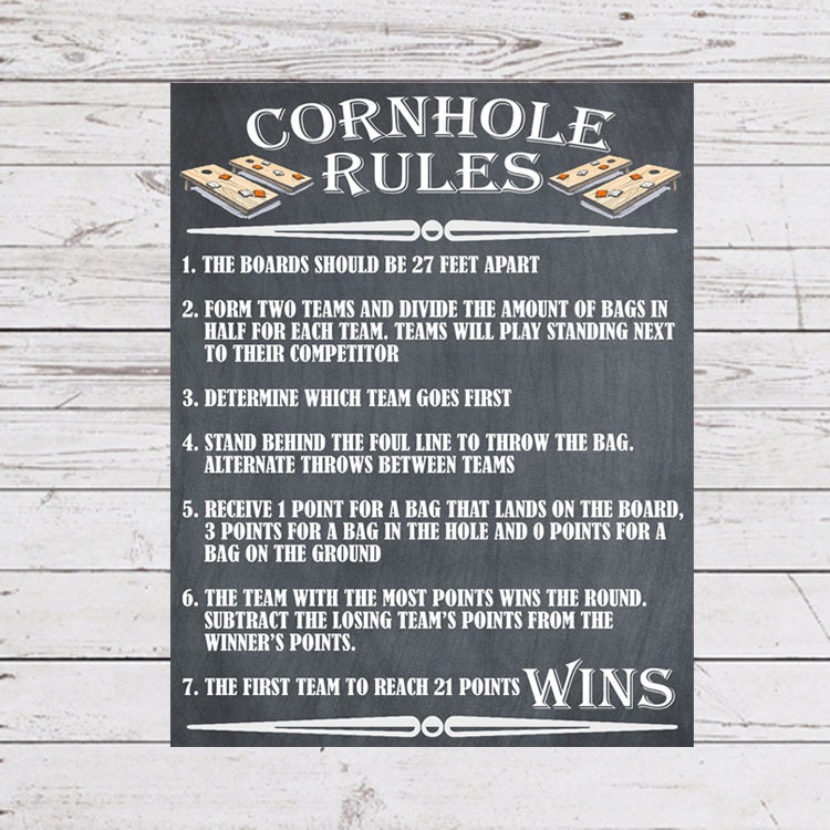 Yard Games Cornhole Sign Poster Cornhole Rules Outdoor