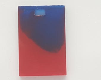 Blue and red resin pendant with silver chain