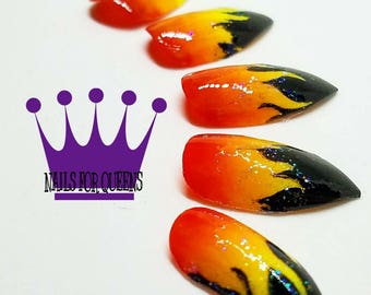 Flame nails | Etsy