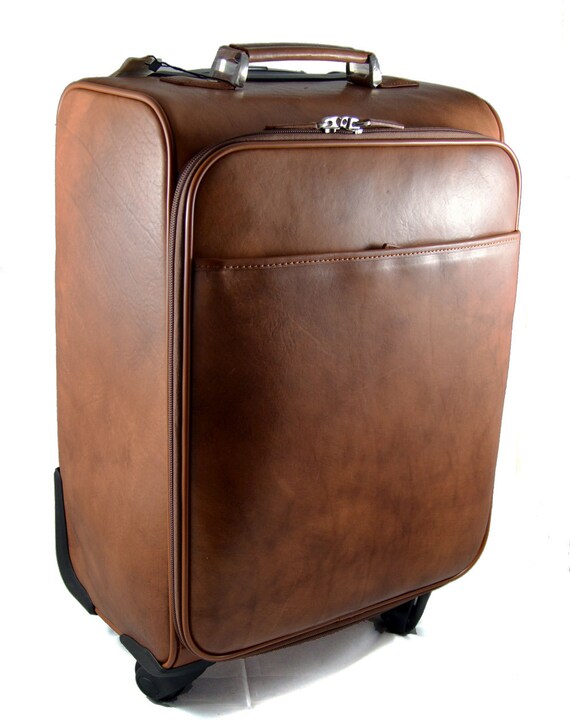 leather cabin luggage on wheels