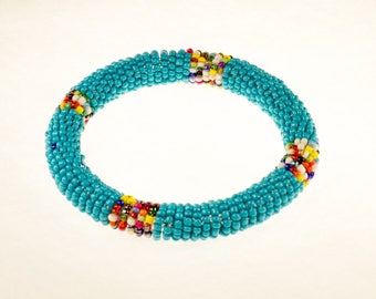 Blue Green Beaded Bracelet