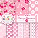 Cherry Blossoms digital scrapbooking paper. COMMERCIAL USE. Sakura. Instant Download