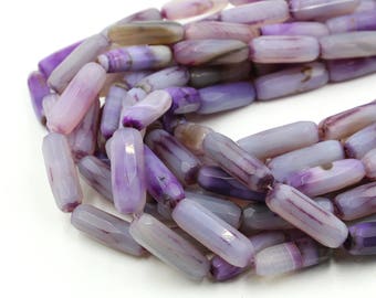 30-31mm Faceted Purple Agate Barrel Beads - 15'' Strand