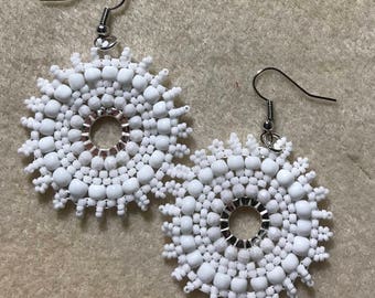 Hoop Earrings - Beaded hoop earrings - Hoop Earrings - Seed Bead Earrings Native American Free Shipping Available
