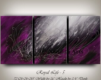 ABSTRACT OIL PAINTING, Modern Art, Purple Original Modern Art on Canvas, Fuchsia Wall Art, Contemporary Art, Living Room Decor by Nandita