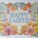Vintage Easter Decoration. Flocked Die Cut Cardboard. Vintage Party Supplies. Happy Easter Lettering. Lilies. Spring Flowers.