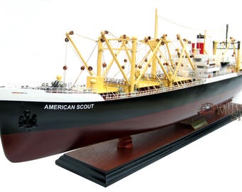 SS American Scout C-2 Cargo Ship 35" Handmade Wooden Cargo Ship Model
