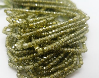 3mm Olivine CZ Cubic Zirconia Micro Faceted, 13 inch