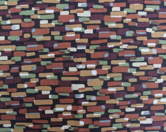 44 X 38 Brown Paisley and Dot Print Cotton Fabric Remnant