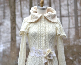 Fantasy art to wear sweater COAT- Eco friendly up cycled refashioned clothing in size Small/Medium. Ready to ship