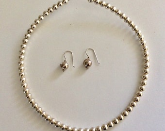 Sterling Bead Choker and Matching earrings