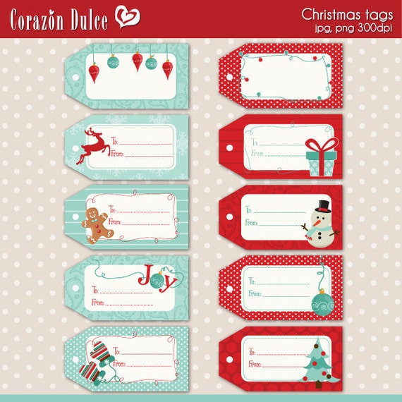 CHRISTMAS Printable Tags cards/labels place cards recipe