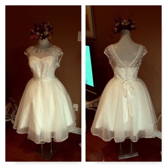 Short wedding  dress  with pocket  50s wedding  dress  vintage 