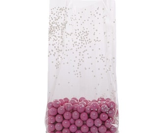 Cellophane Bags, White Sprinkles 4x2x9" Cello Bags