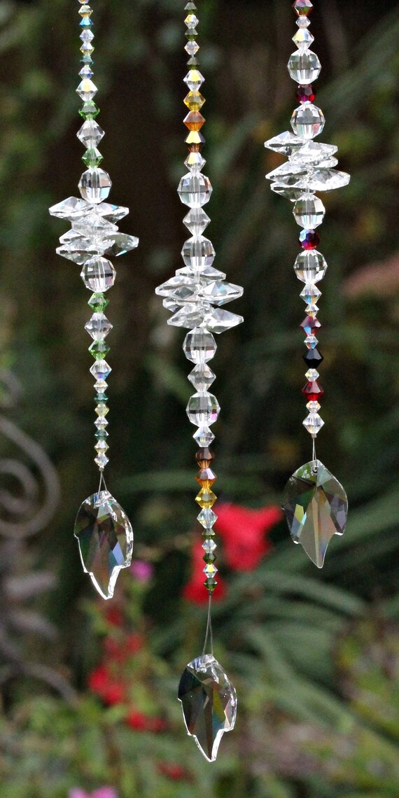 Crystal Suncatchers for Windows. Swarovski Crystal Leaf.