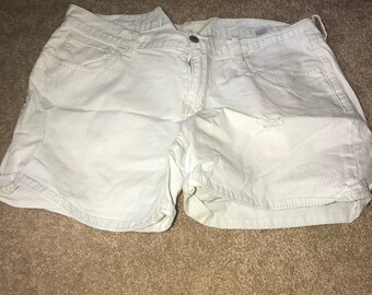 White Pin Striped Boyfriend Shorts