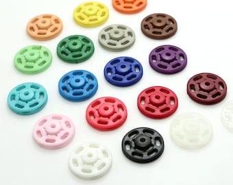 15 Pcs 0.28~0.83 Inches Simple Candy Colorful Snap Fastener Plastic Shank Buttons For Shirts Sweaters Cardigans