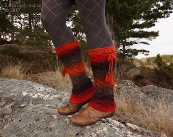 Lava Coloured Knitted Leg Warmers