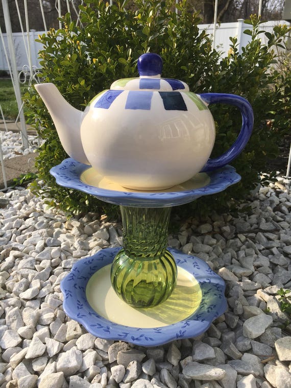 Teapot whimsy upcycled yard art teapot garden decor