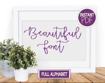Cross Stitch Alphabet - Cursive Cross Stitch PDF, Beautiful Alphabet by Peppermint Purple