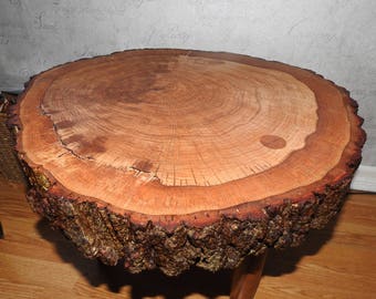 Handmade oak slice coffee table
