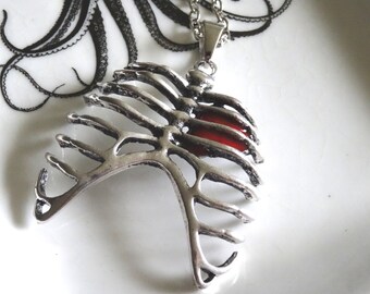 Exposed Heart Ribcage Necklace