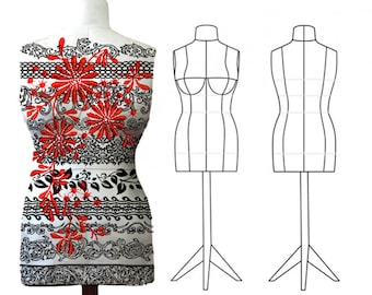 Custom Made-To-Measure PDF Sewing Pattern - DIY Dress Form Mannequin. Plus Complete Step-by-Step Sewing Photo-Guide.