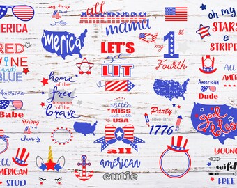 4th of july svg - 30 files bundle - USA svg - dxf - png - eps - jpg - Fourth of july cutting file - cricut - silhouette