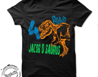Dinosaur birthday shirt for kids personalized tshirt 3rd bday 1st, 2nd, 4th, 5th, 6th any birthday dino t-rex theme party shirts boys, girls