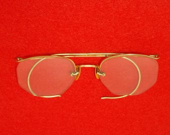 Vintage Eye Glasses Gold Filled Wire framed octagon lens eye glasses Numont Full View Tri Flex frames 1/10 th 12 K gold filled frames