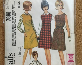 Vintage 1960's dress pattern size 14-16-McCalls 7890